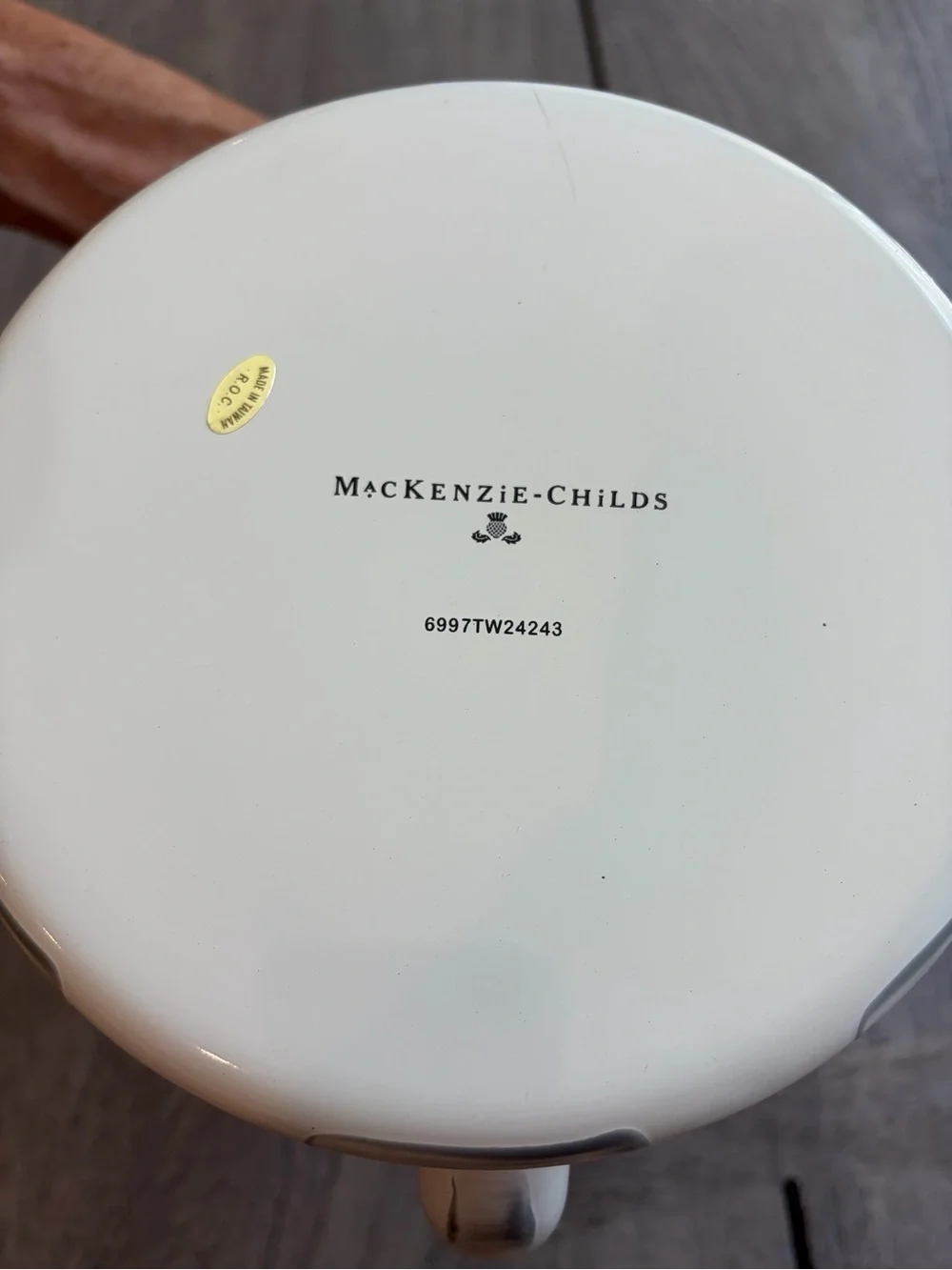 MacKenzie-Childs Sterling Check Enamel Tea Kettle 3 Quart - NEW without box